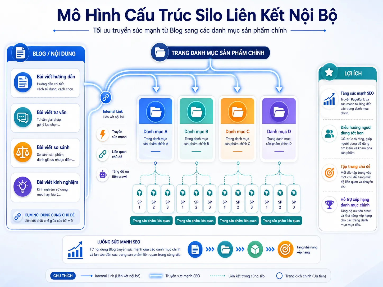 Cấu trúc liên kết nội bộ silo trong seo ecommerce