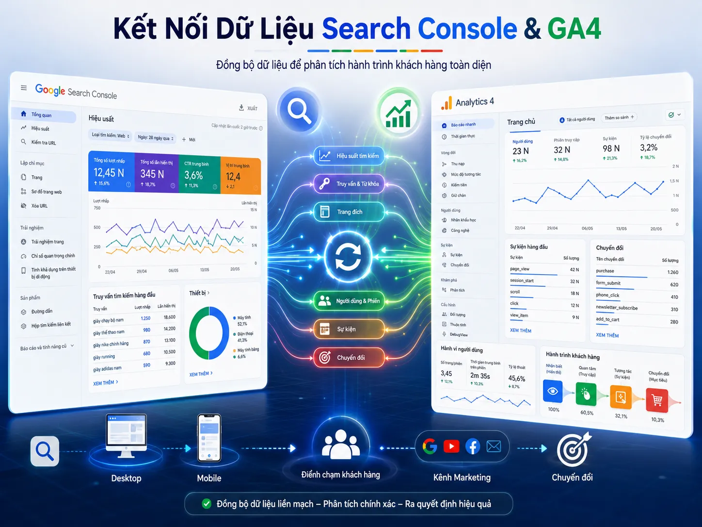 Tích hợp Google Search Console và Google Analytics 4