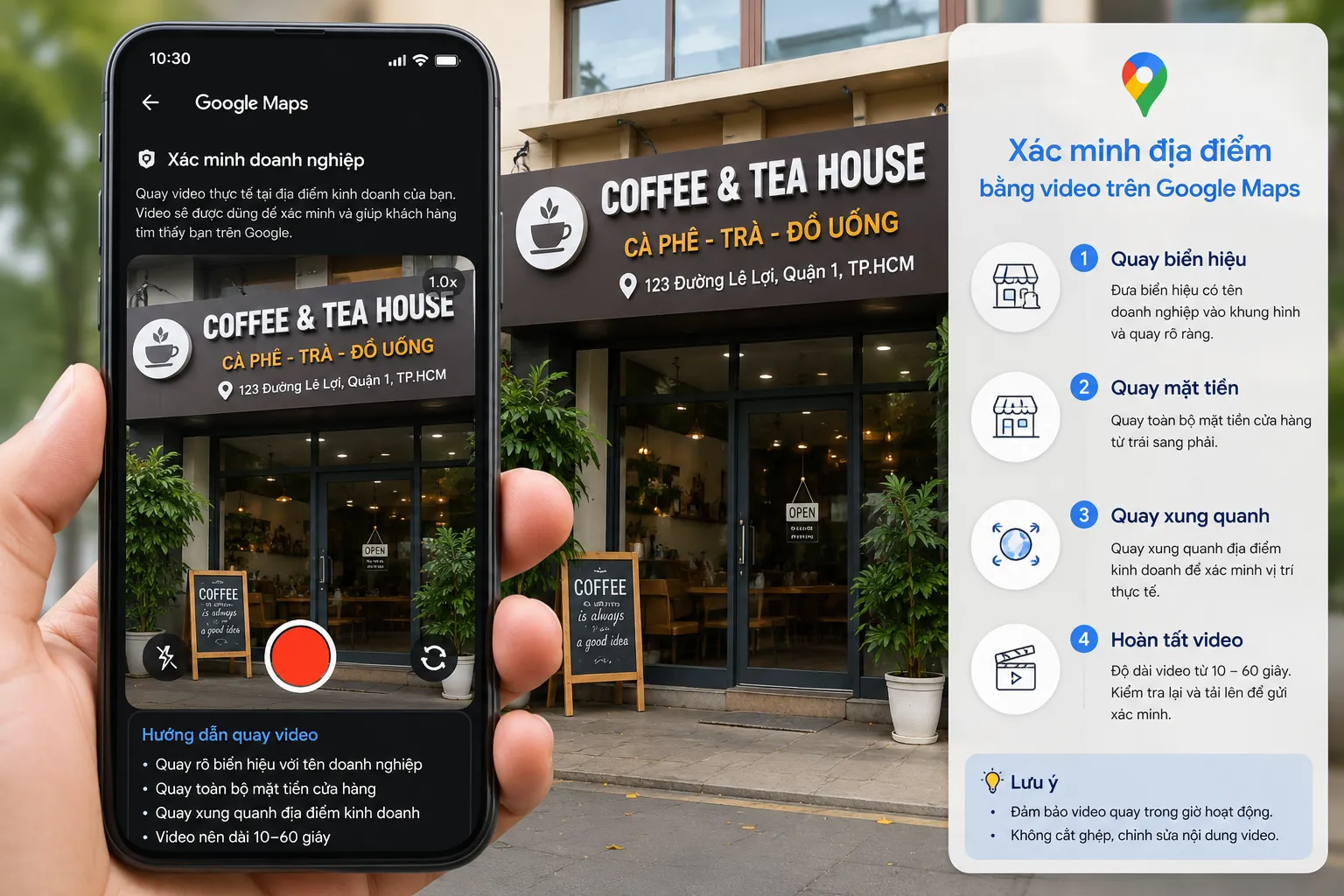 Cách xác minh google map bằng hình thức quay video thực tế tại cửa hàng