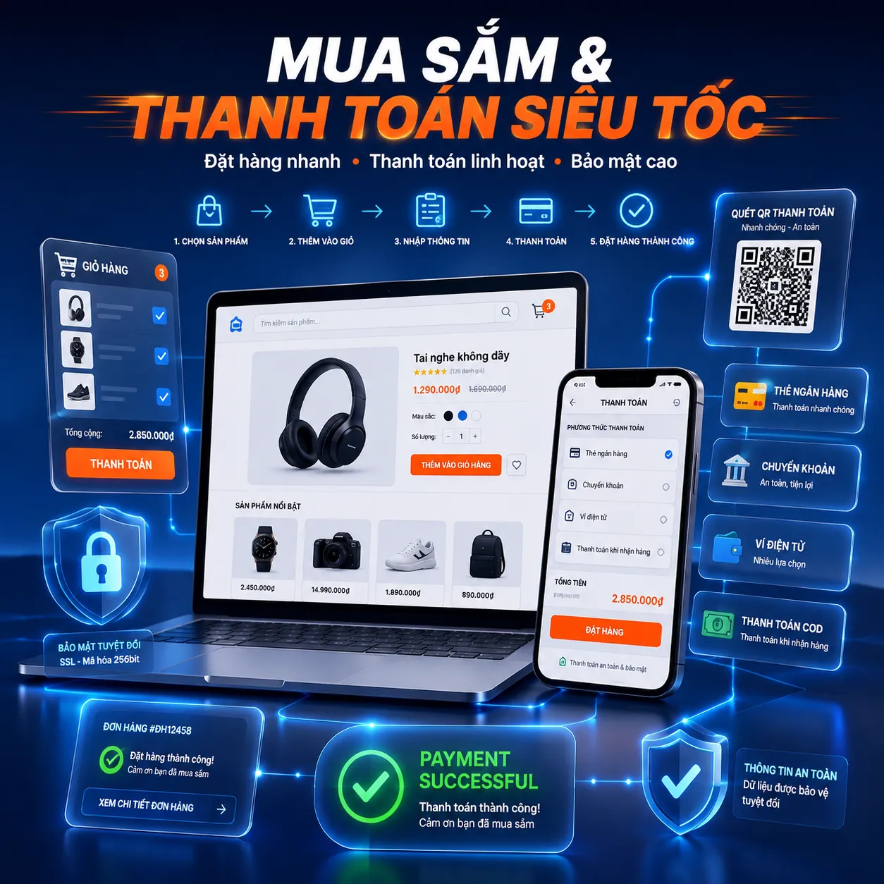 Mua sắm & Thanh toán siêu tốc ngay trên website